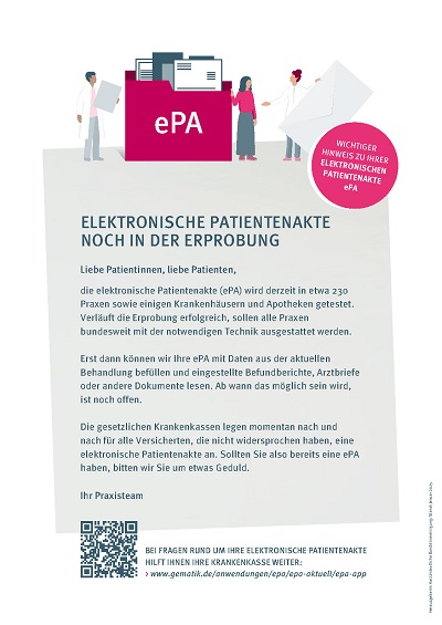 Praxisaushang für Patienten zum Start der neuen ePA